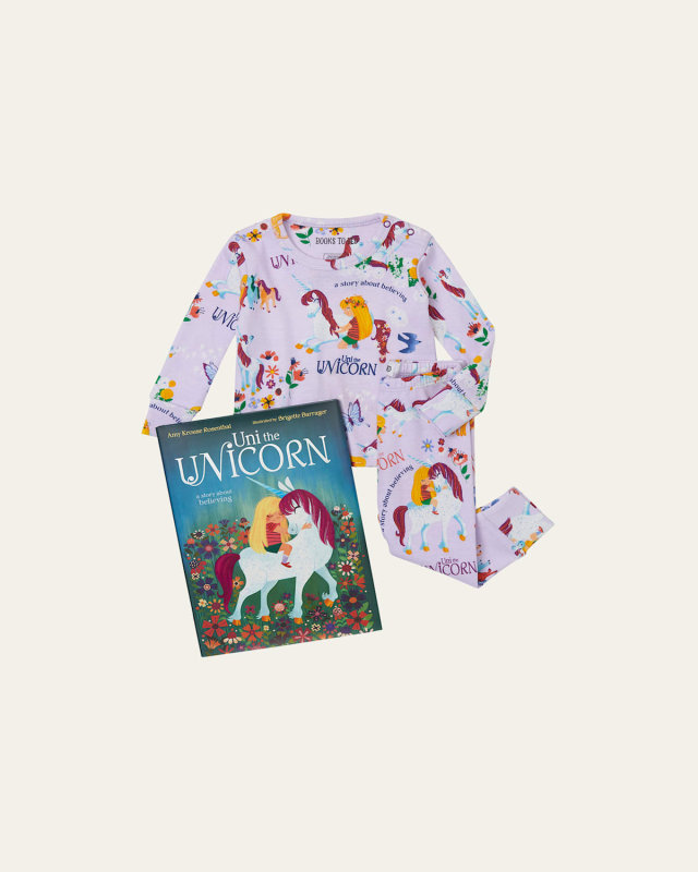 Girl's Uni the Unicorn Printed Pajama Gift Set, Size 12-24